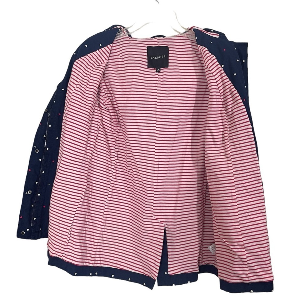 Talbots rain resistant hooded, polka dot jacket. Size medium GUC - Picture 5 of 8